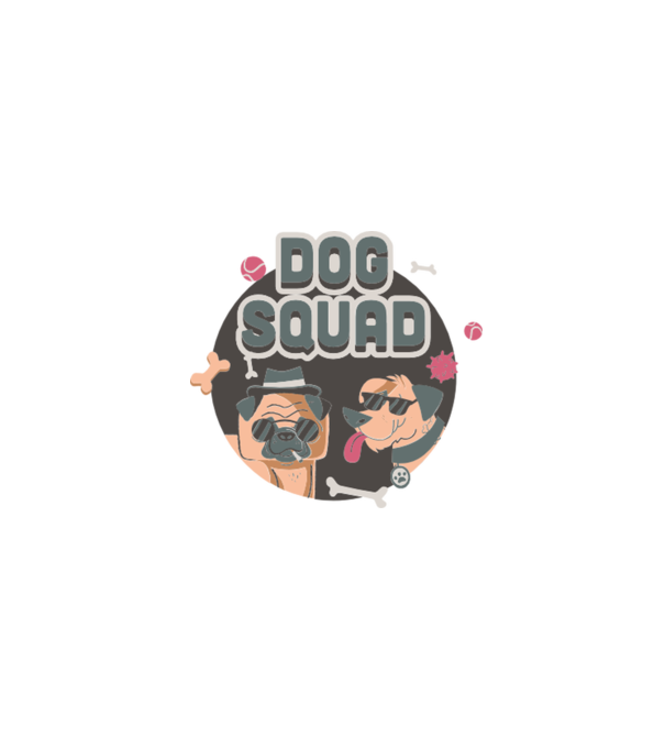 Dog squad model alb pe tricou