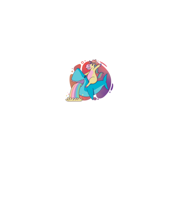 Unicorn pe rechin model negru pe tricou