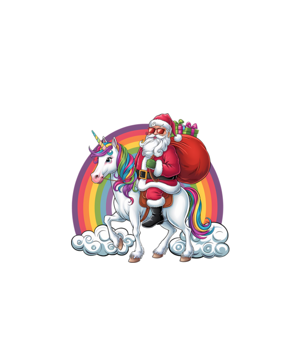 Moș Crăciun cool pe un unicorn 2 model negru pe tricou