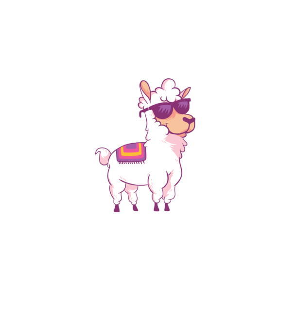 Llama drăguț model alb pe tricou