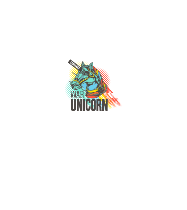 War Unicorn model alb pe tricou