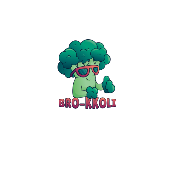 Broccoli model alb pe tricou