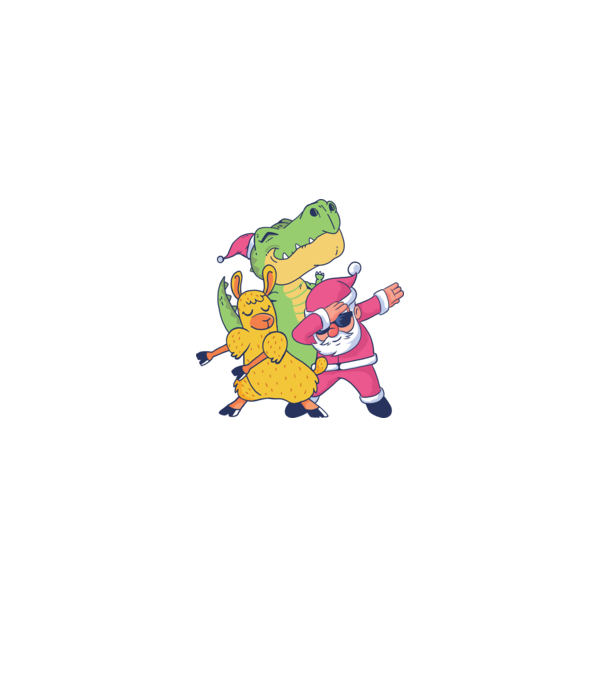 Moș Crăciun Llama T-rex DAB pentru Crăciun model verde pe tricou
