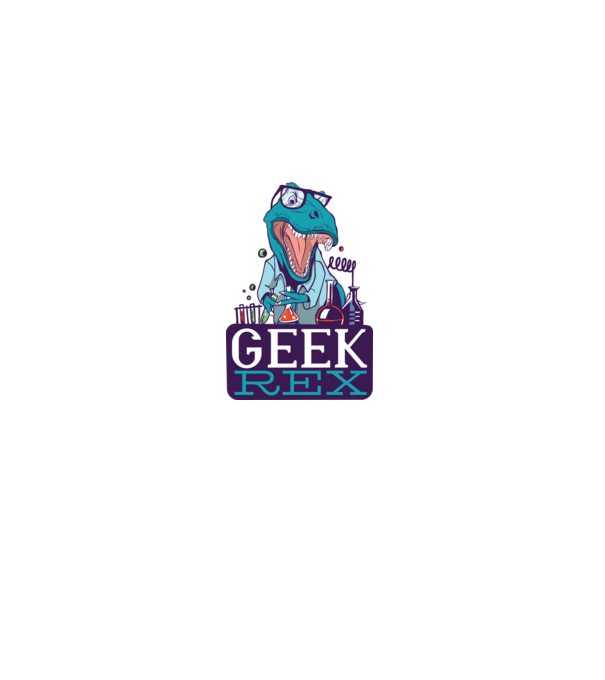 Geek Rex dinozaur tricou model negru pe tricou
