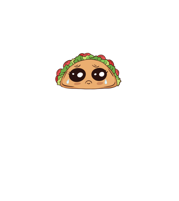 Taco trist model alb pe tricou