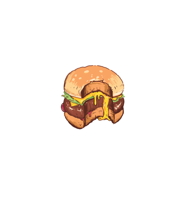 Hamburger model alb/roșu pe tricou