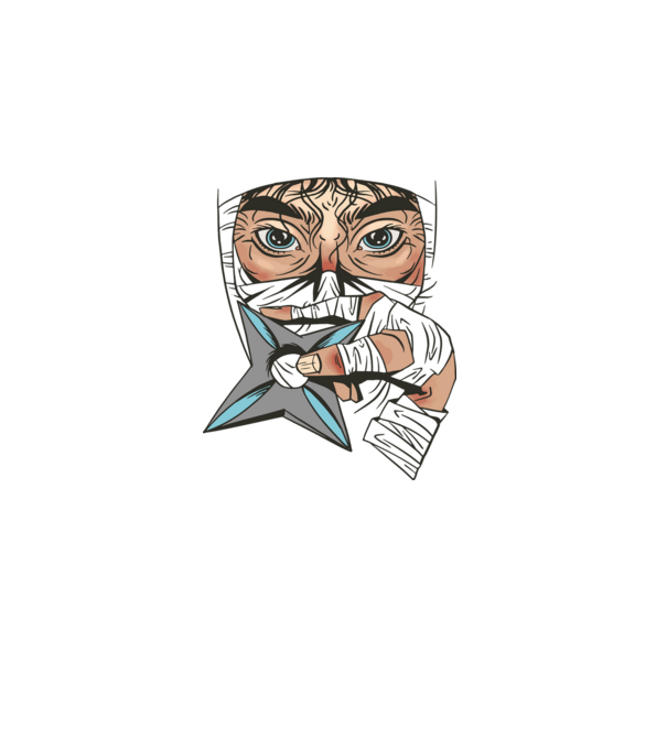 Cap de ninja model negru pe tricou