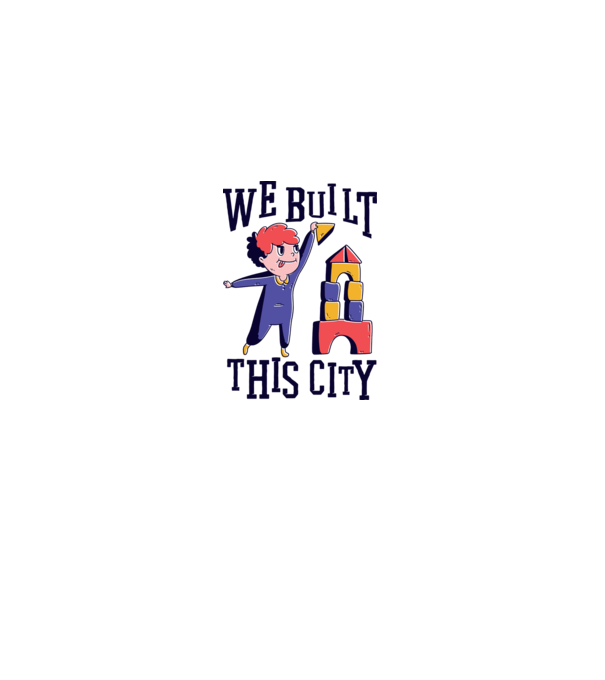We built this city blocuri de construcție model galben pe tricou