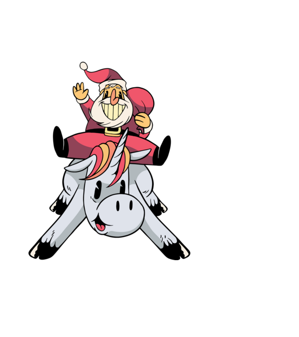 Moș Crăciun pe unicorn model albastru deschis pe tricou