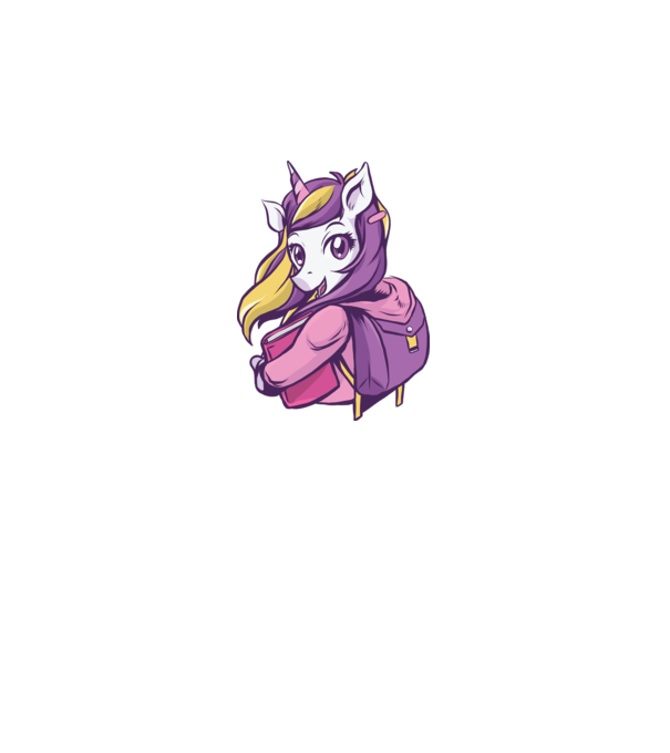 Școlăriță Unicorn model alb pe tricou