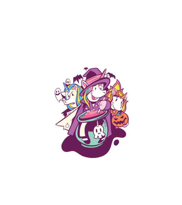 Unicorni Halloween model alb pe tricou