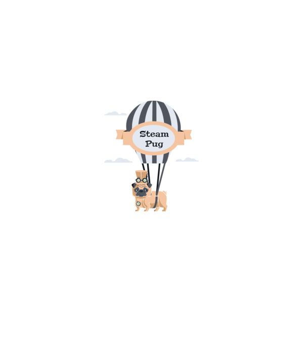 Steampug - mops model turcoaz pe tricou