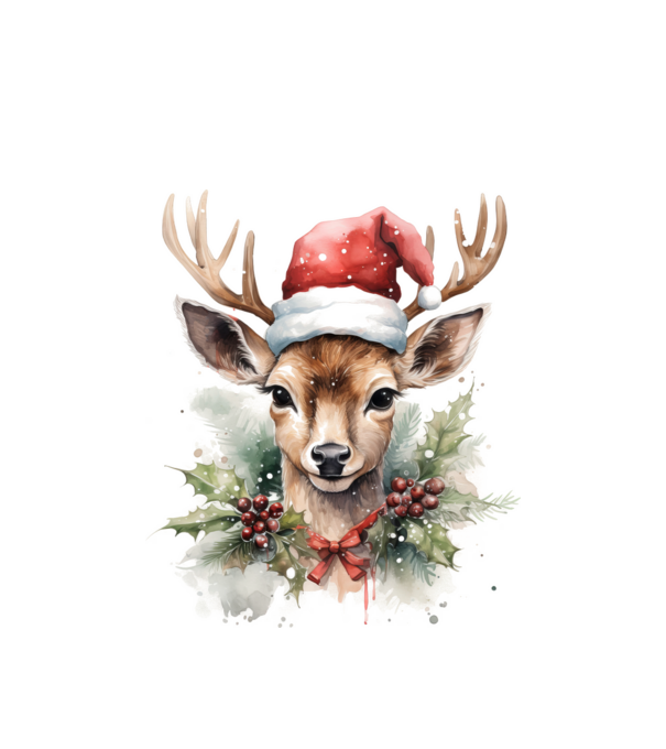Festive Reindeer model alb pe tricou