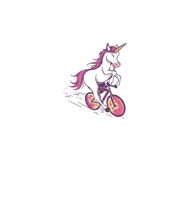 unicorn cu bicicletă model alb pe tricou