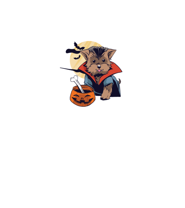 Vampir Yorkie Halloween model turcoaz pe tricou