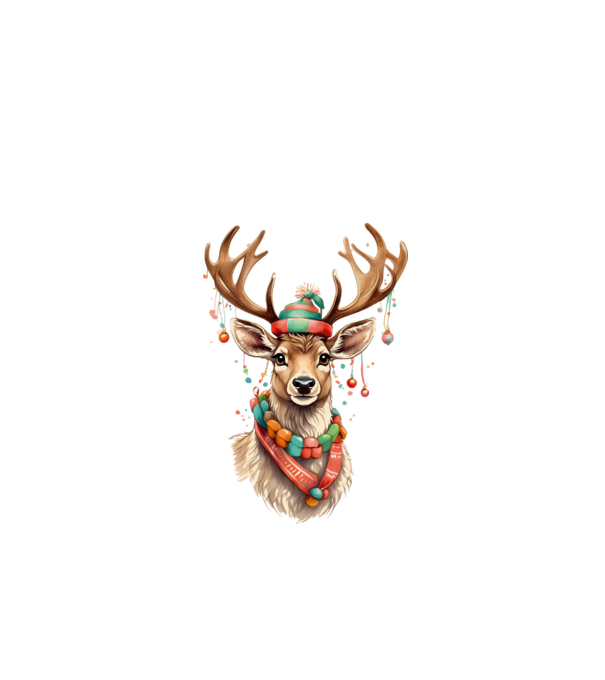 Festive Reindeer model alb pe tricou