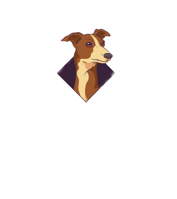 Cap câine Whippet model albastru deschis pe tricou