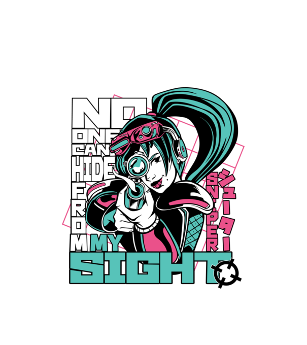 Anime Fată Lunetistă model alb pe tricou