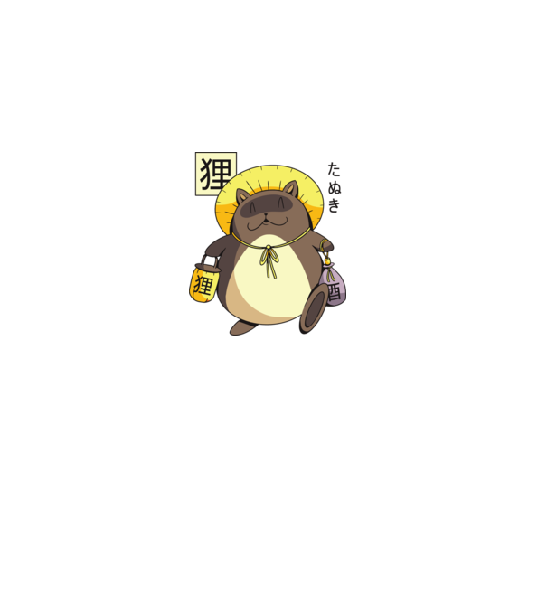 Tanuki Yokai model albastru închis pe tricou