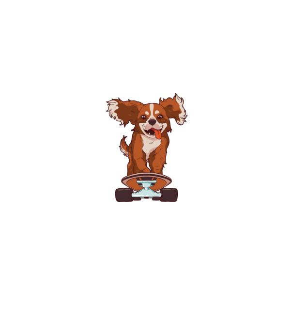 Skateboarding Cavalier King Spaniel model negru pe tricou