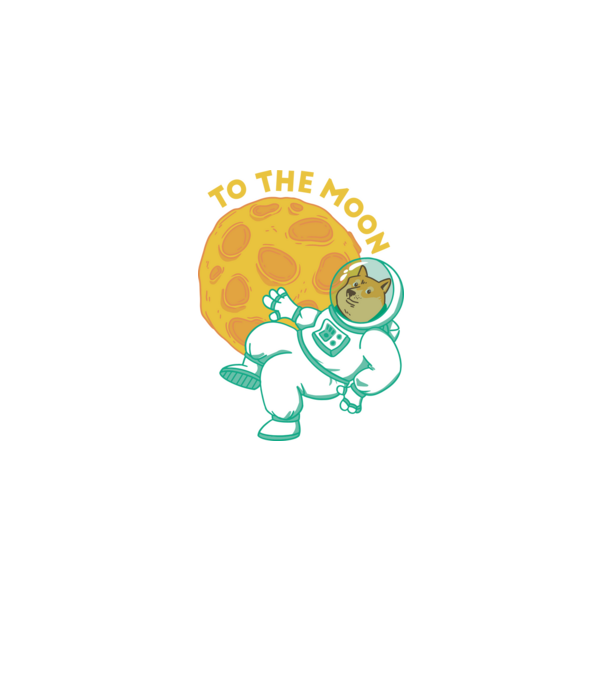 Dogecoin to the moon model negru pe tricou