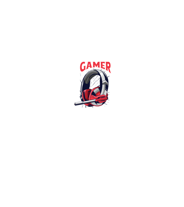 Căști Gamer model alb/roșu pe tricou