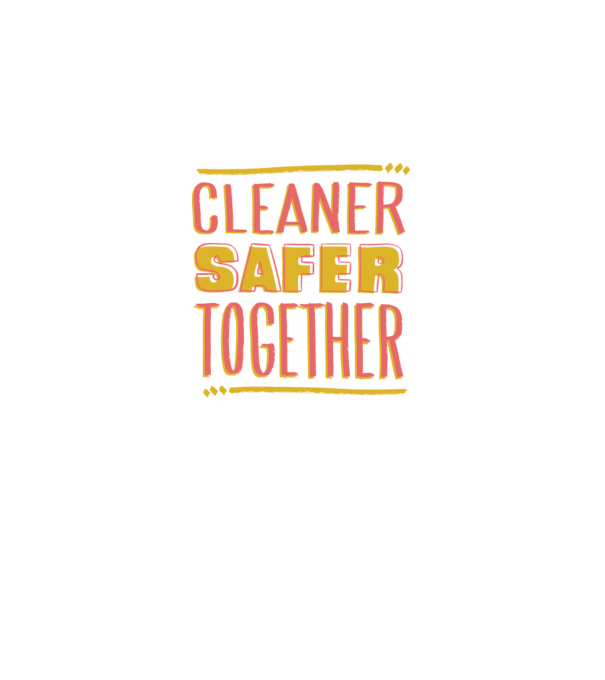 Cleaner Safer Together model alb pe tricou