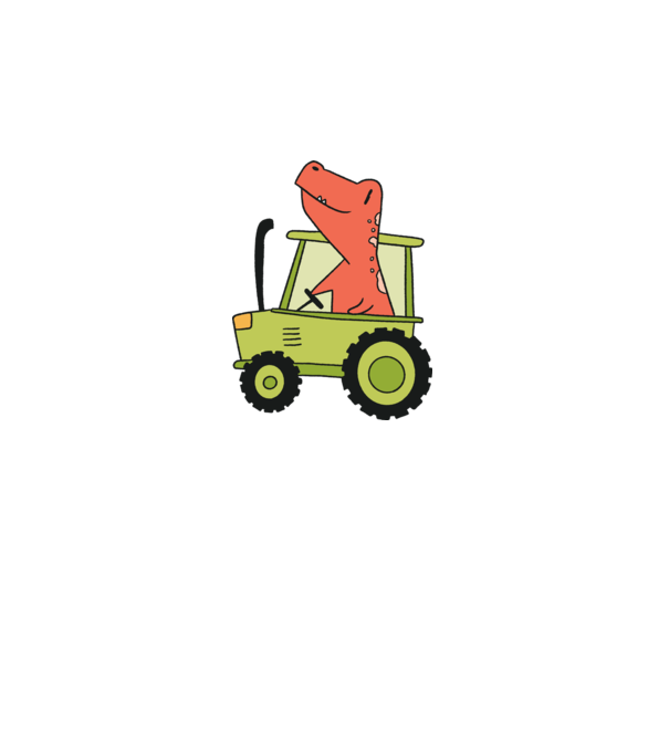 Tractor dinozaur model alb pe tricou
