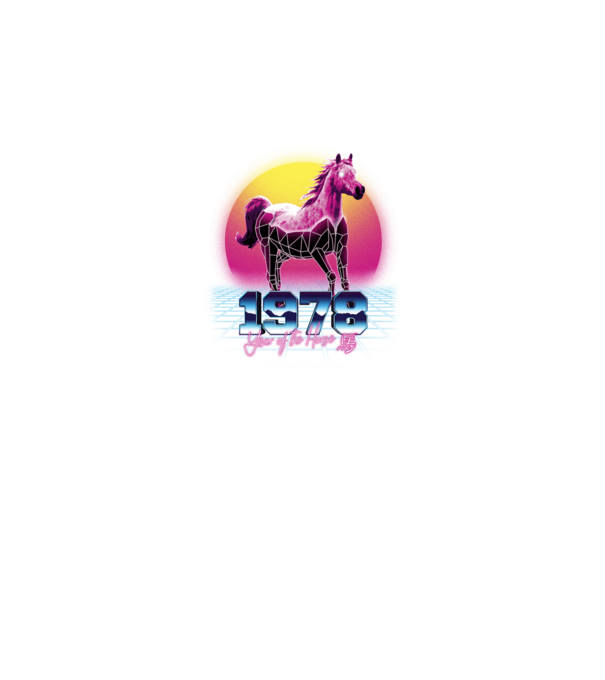 1978 Year of the Horse model negru pe tricou