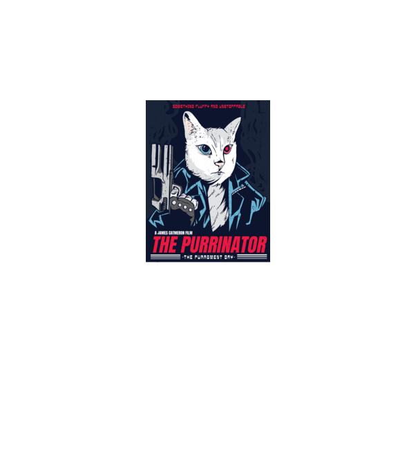 The Purrinator Pisică model albastru regal pe tricou