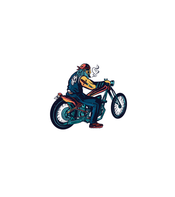 Motociclist Chopper model alb pe tricou
