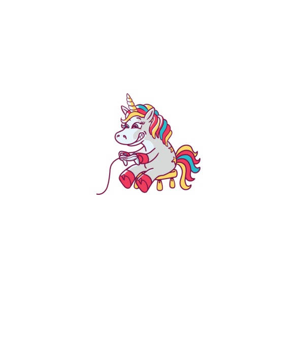 Gamer Unicorn model albastru deschis pe tricou