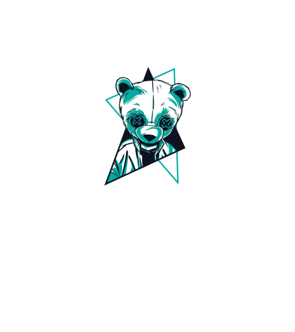 Panda Neon model alb pe tricou
