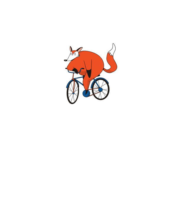 Vulpe cu bicicletă model alb pe tricou