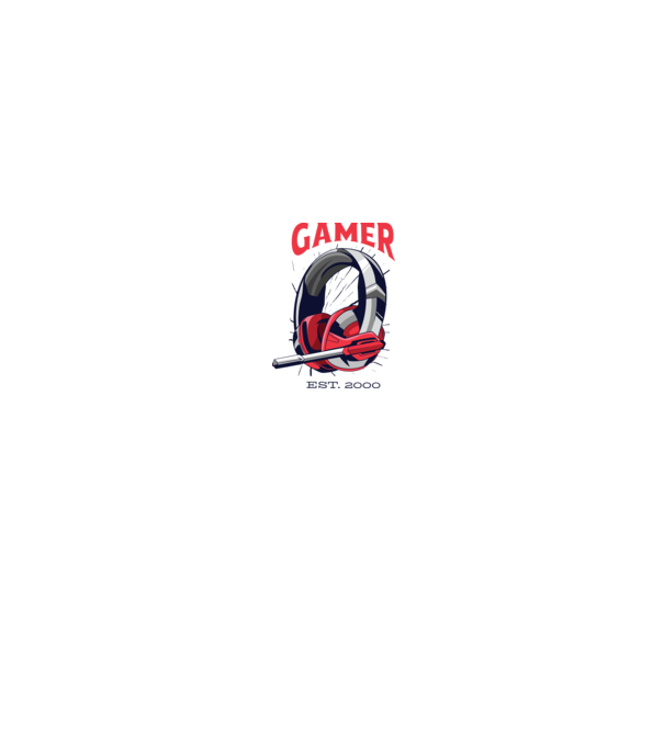 Gamer est. 2000 model alb/roșu pe tricou