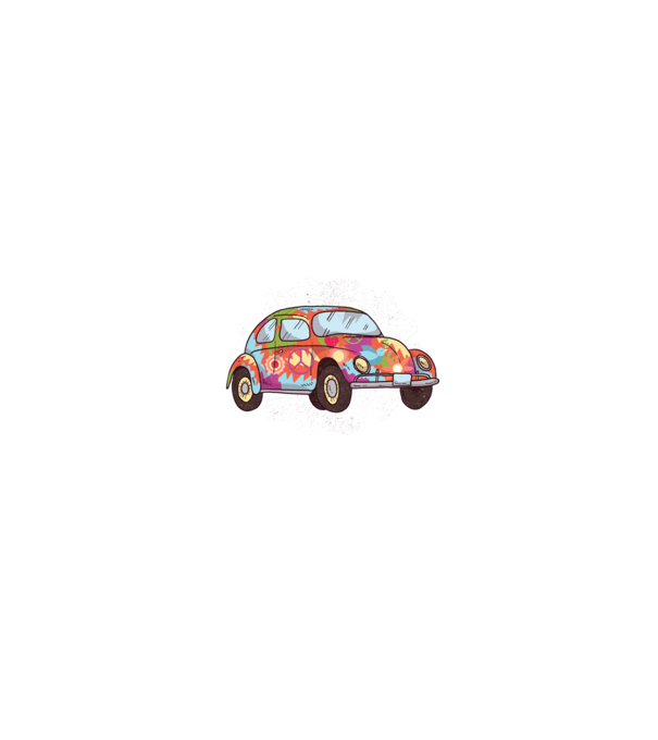 Hippy Beetle Volkswagen model alb/roșu pe tricou