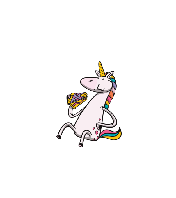 Unicorn cu prăjitură model alb pe tricou