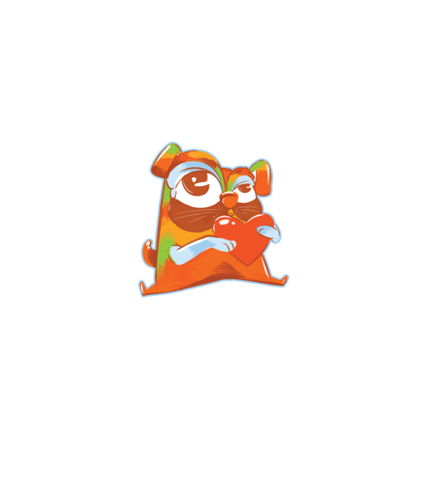 Mops colorat model turcoaz pe tricou