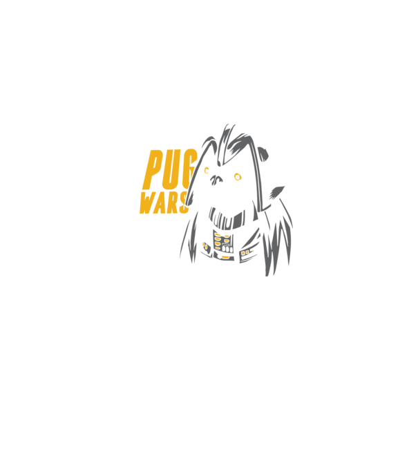 Pug Wars Mops model albastru jeanși pe tricou