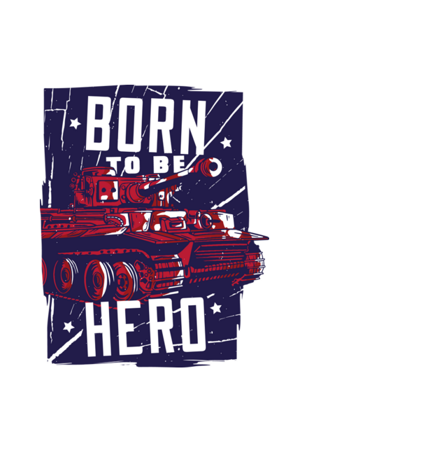 Born To be A Hero cu tanc model albastru deschis pe tricou