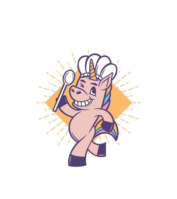 Unicorn Bucătar model alb pe tricou