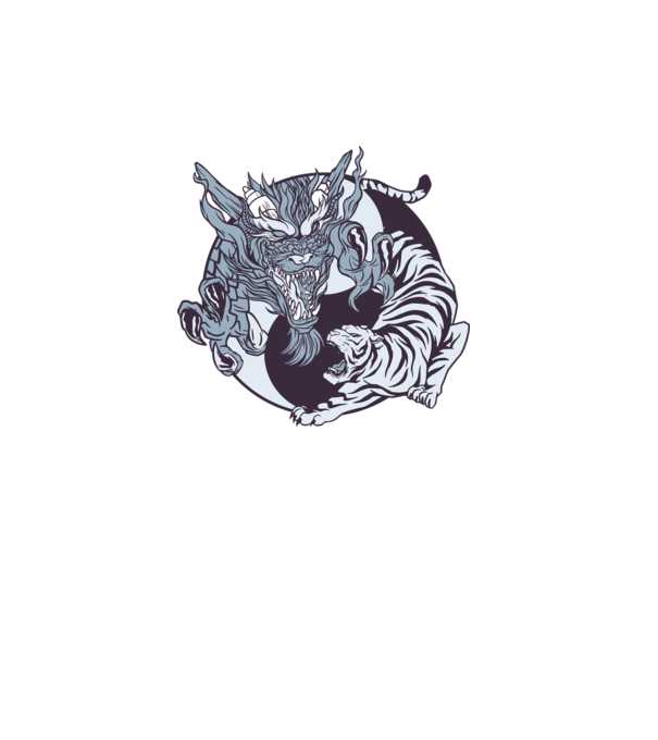 Yin Yang cu animale model alb pe tricou
