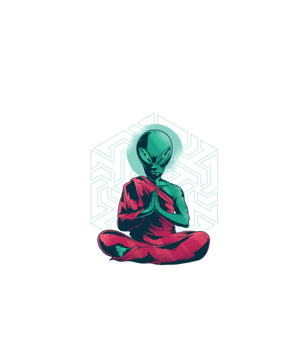 Meditație Alien model negru pe tricou