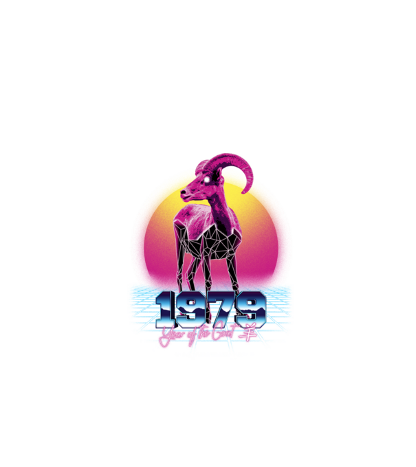 1979 Year of the Goat model negru pe tricou
