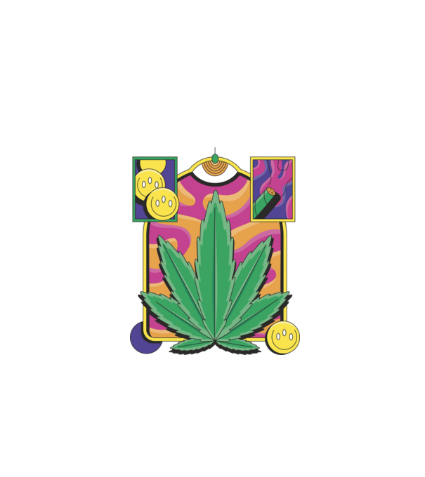 Hippy Cannabis model negru pe tricou