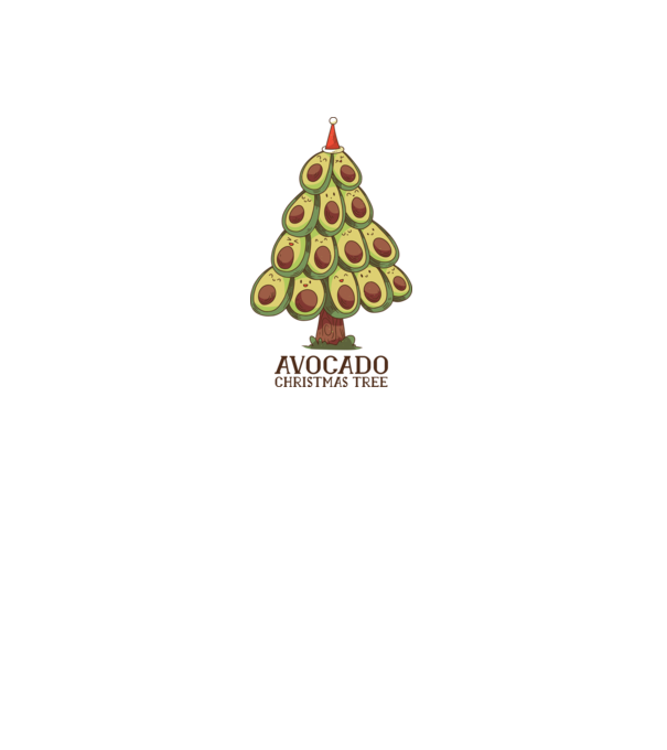 Pom de Crăciun Avocado model alb pe tricou