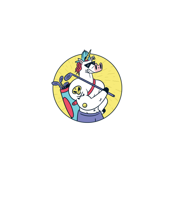 Unicorn Golf model albastru închis pe tricou