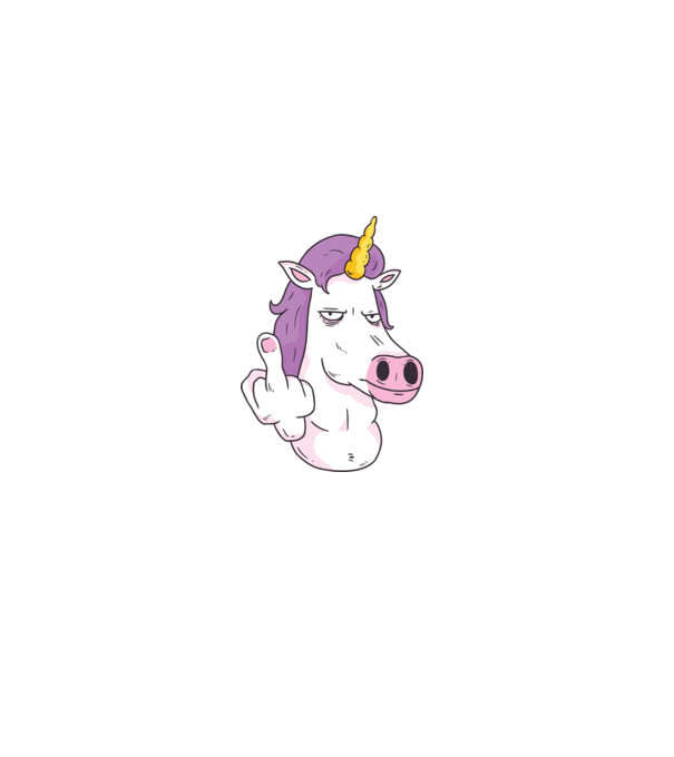 Unicorn arată degetul model albastru închis pe tricou