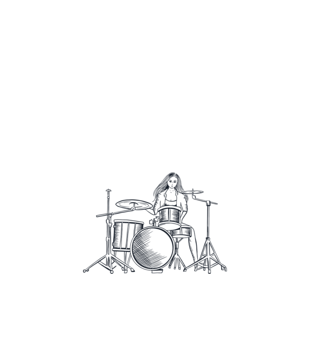 Fată Bateristă model alb pe tricou