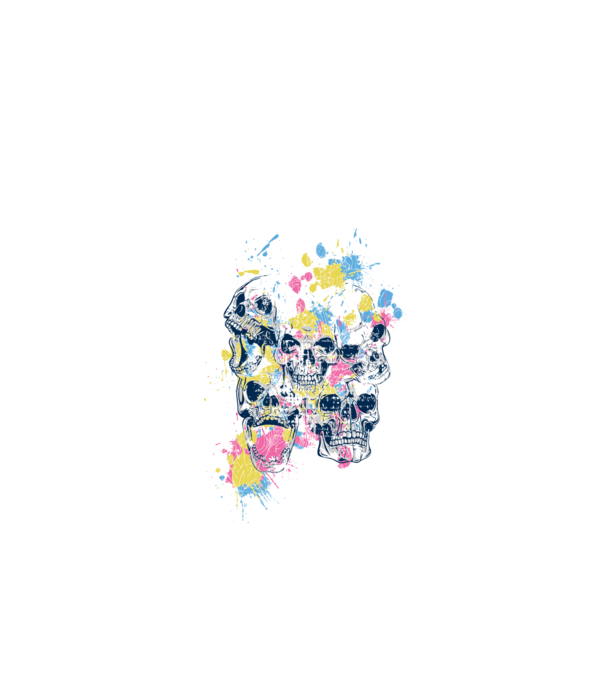 Cranii colorate model alb pe tricou
